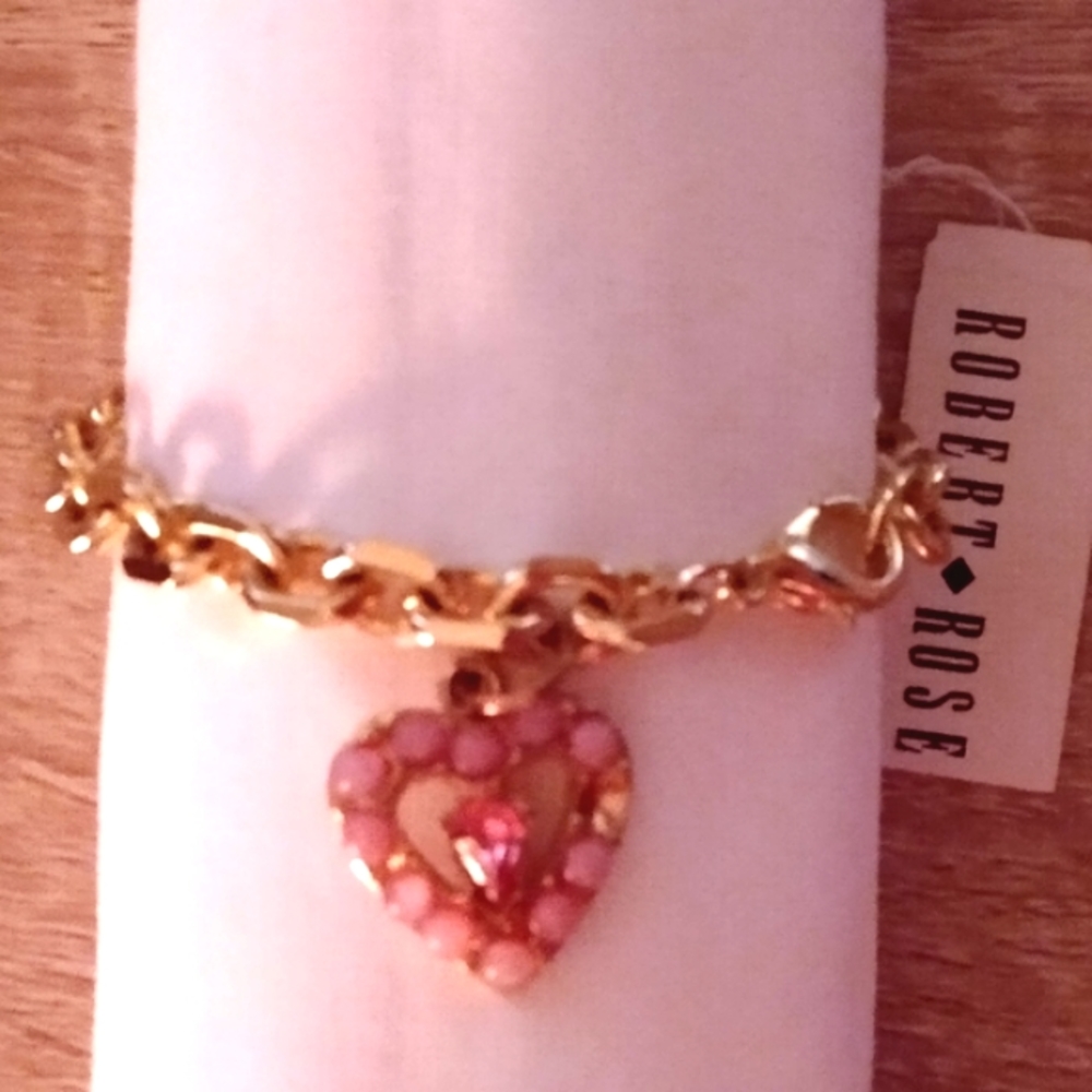 Robert Rose Heart Charm Bracelet